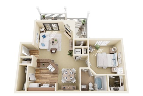 3D floor plan of the tuxedo